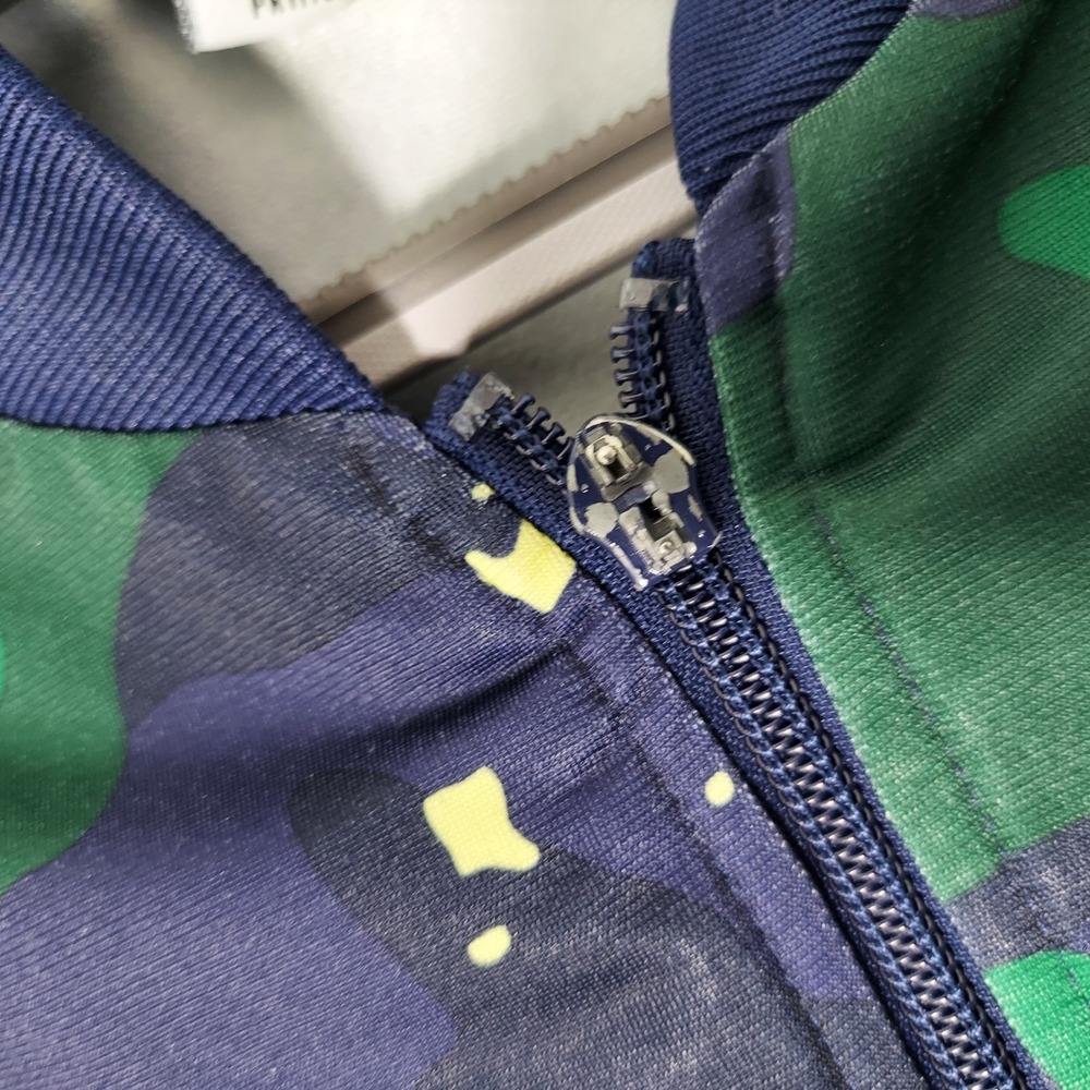 Adidas Kids Jacket XL Blue Camo Green Full Zip Primegreen 3 Stripes Athleisure - Picture 4 of 12